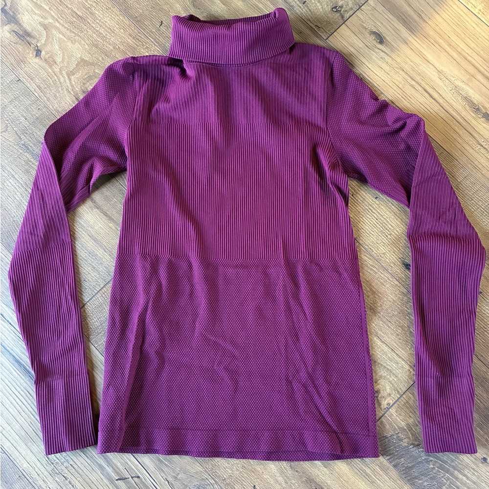 Athleta Ribbed Turtleneck Top - Plum Purple